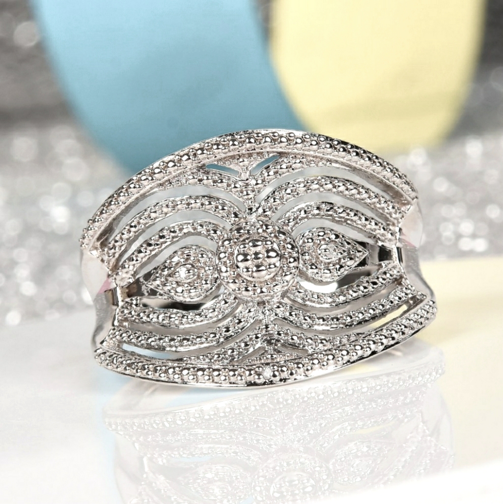 Diamond Accent Platinum Bonded Brass Ring 39$